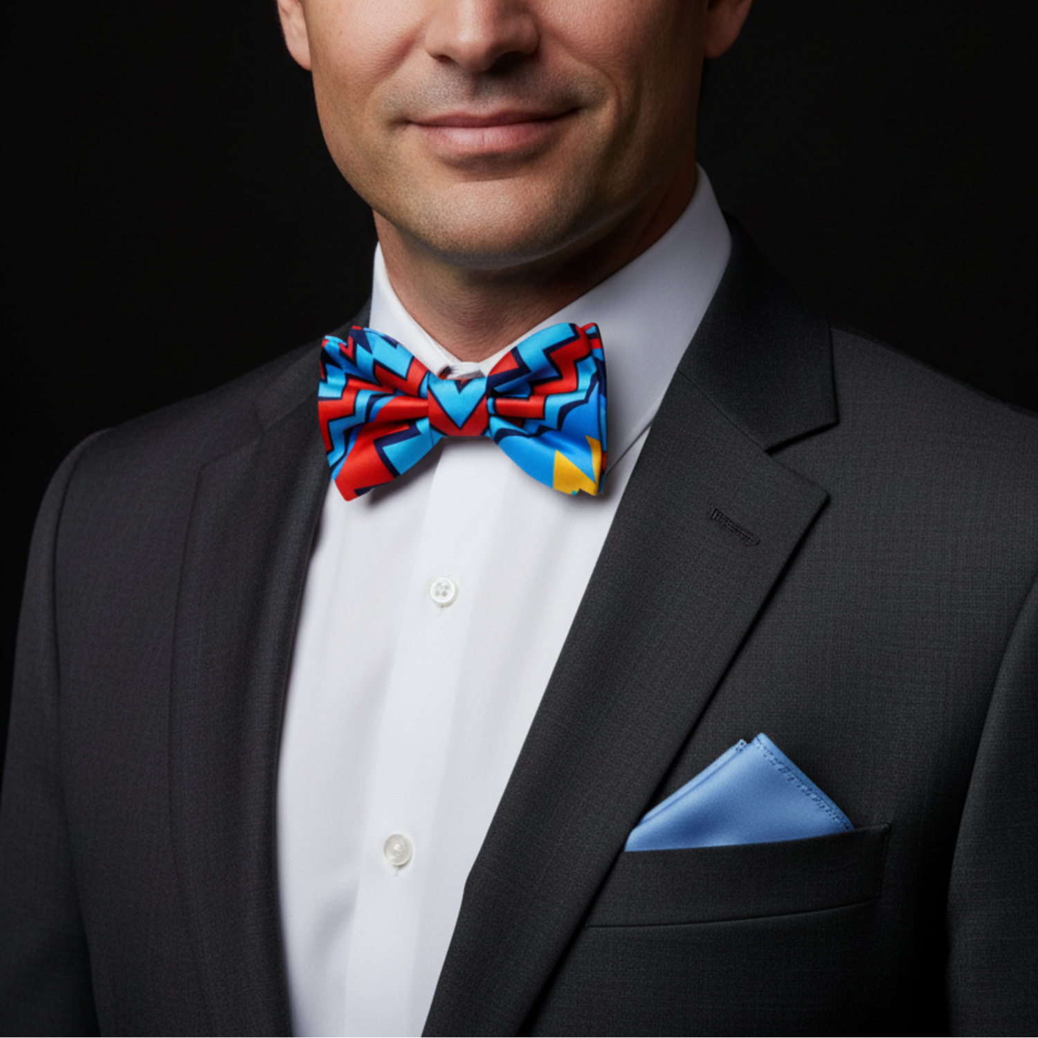 Orange Blue Abstract Bow tie and blue square