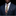 Man wearing a navy suit with a colorful tie and pocket square on a black background