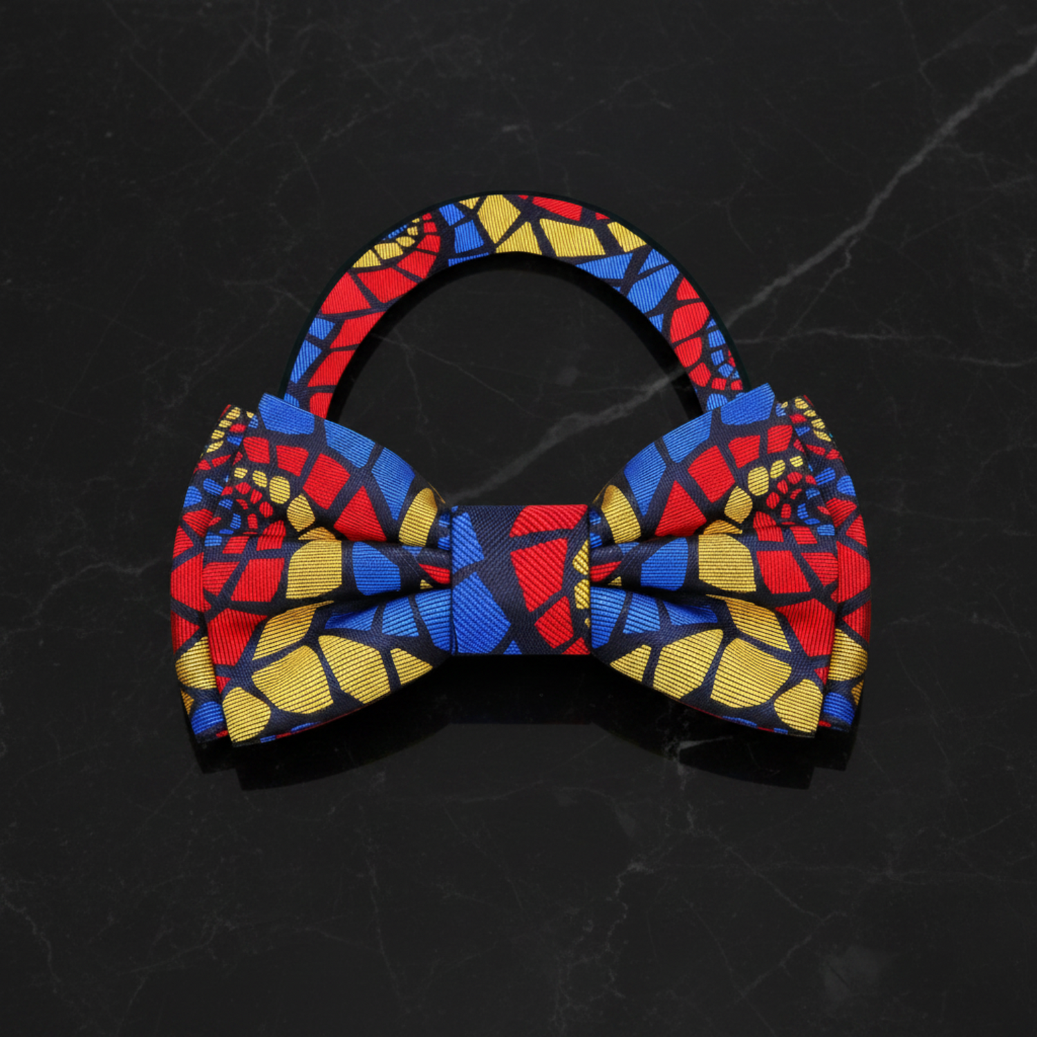 Red Blue and Yellow Abstract Bow Tie Pre Tied