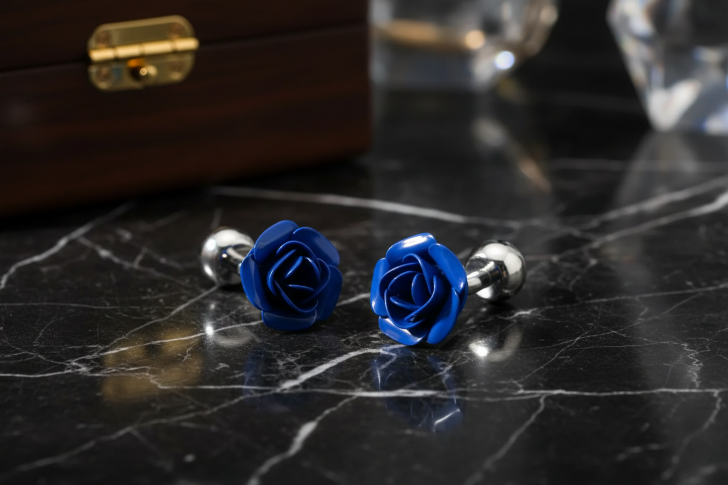 Blue Rose Cufflinks 2
