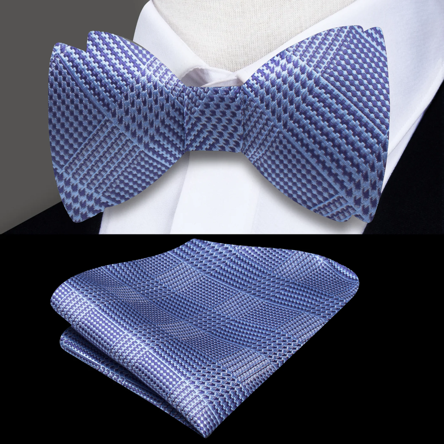Light Blue Geometric Bow Tie and Square