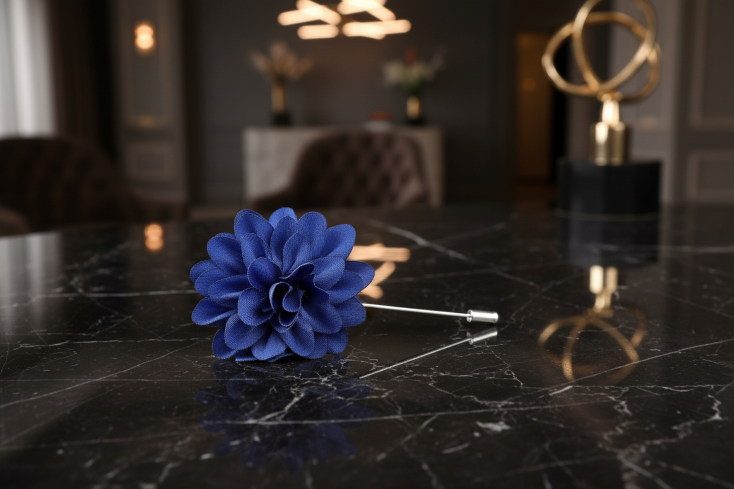 A Blue Color Star Flower Shaped Lapel Pin||Royal Blue