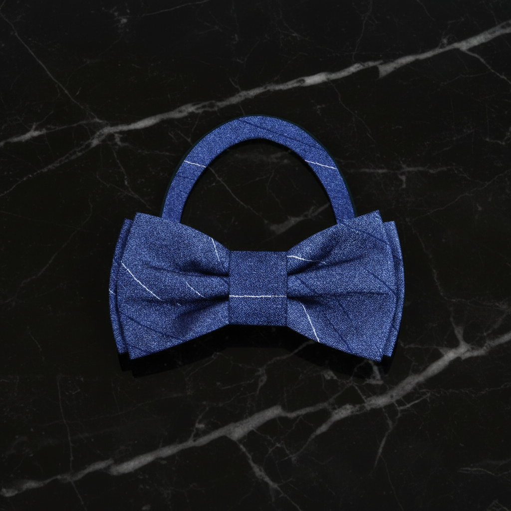 Blue Stripe Bow tie pre tied
