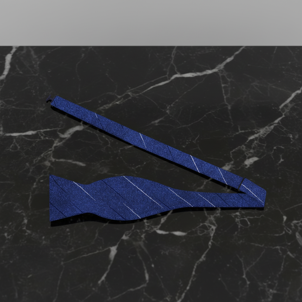Blue stripe self tie bow tie