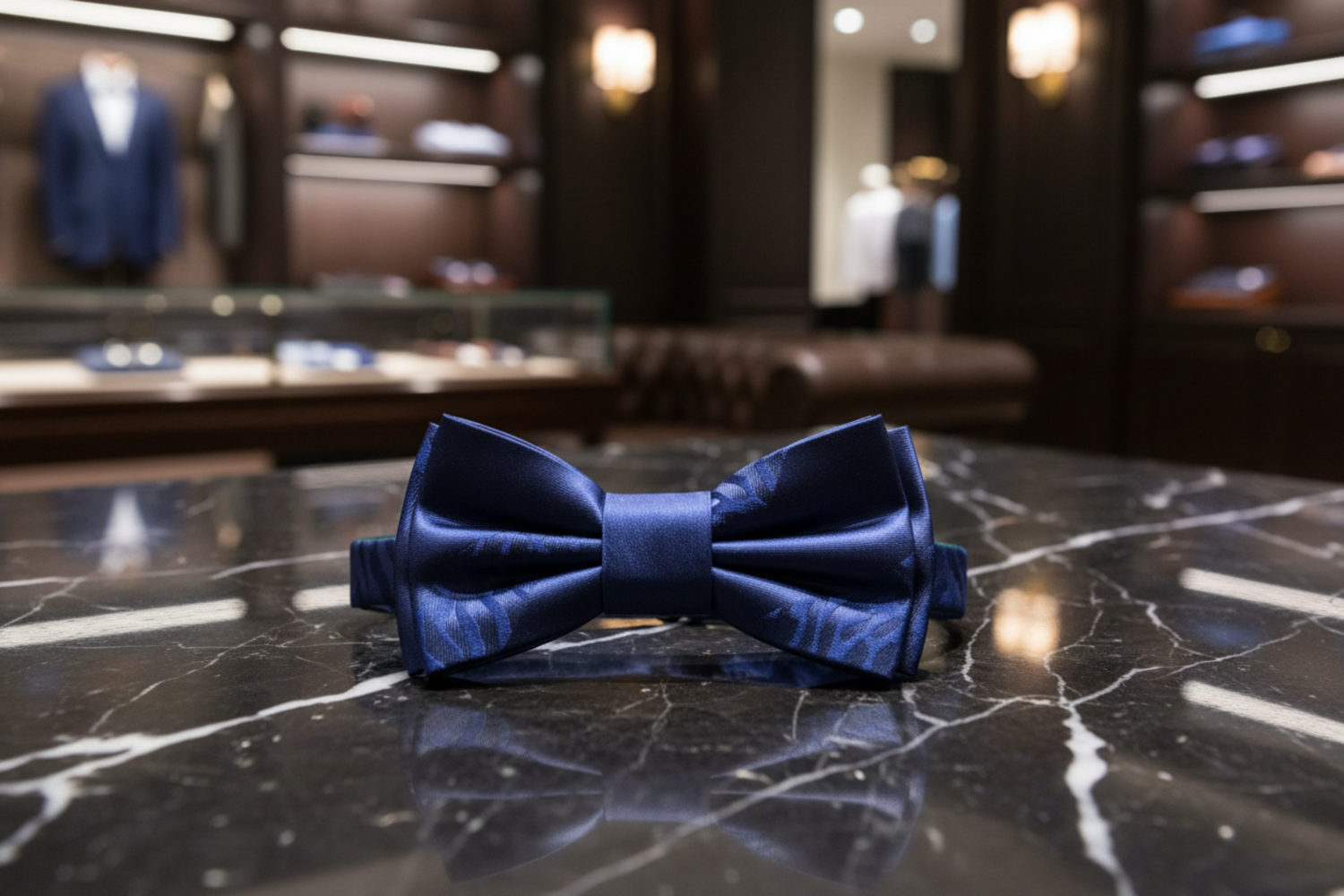 Blue, White Tiger Strength Bow Tie Pre Tied