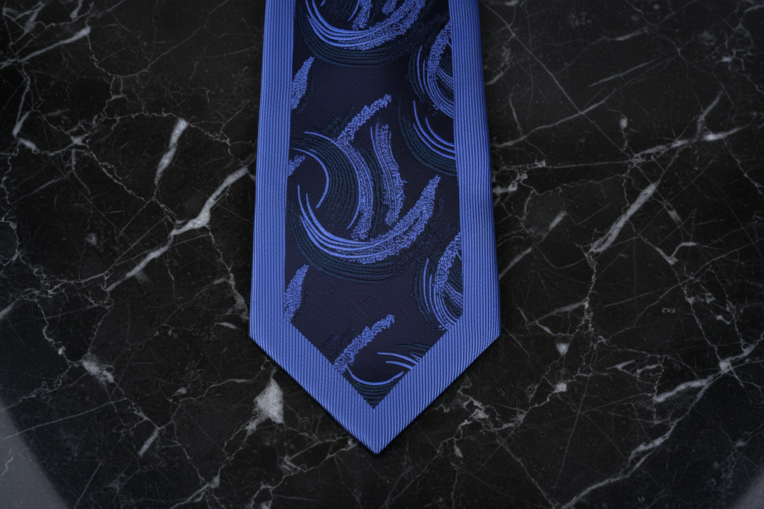 Blue Swirls Necktie  Close Up