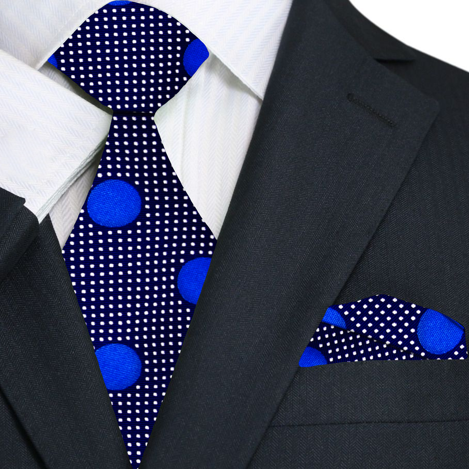blue blue polka tie and square