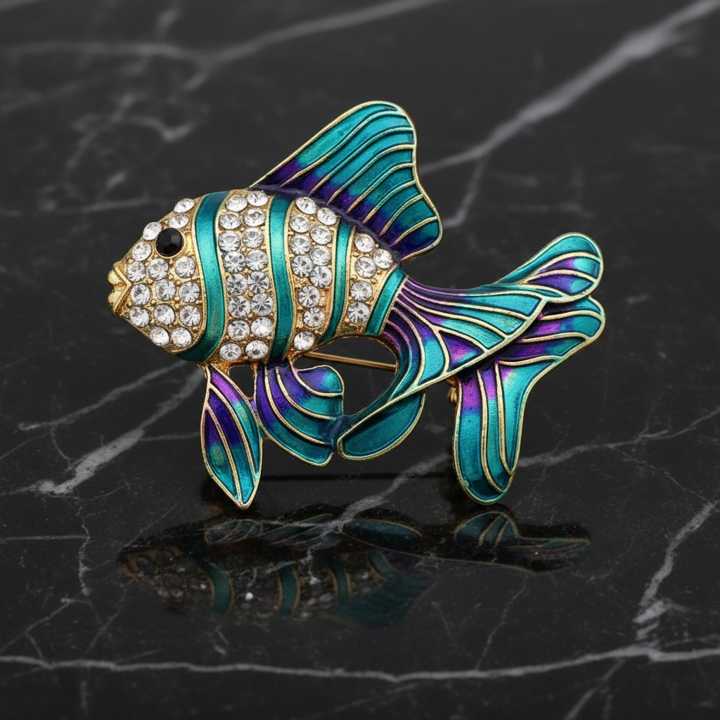 Blue Tropical Fish Brooch