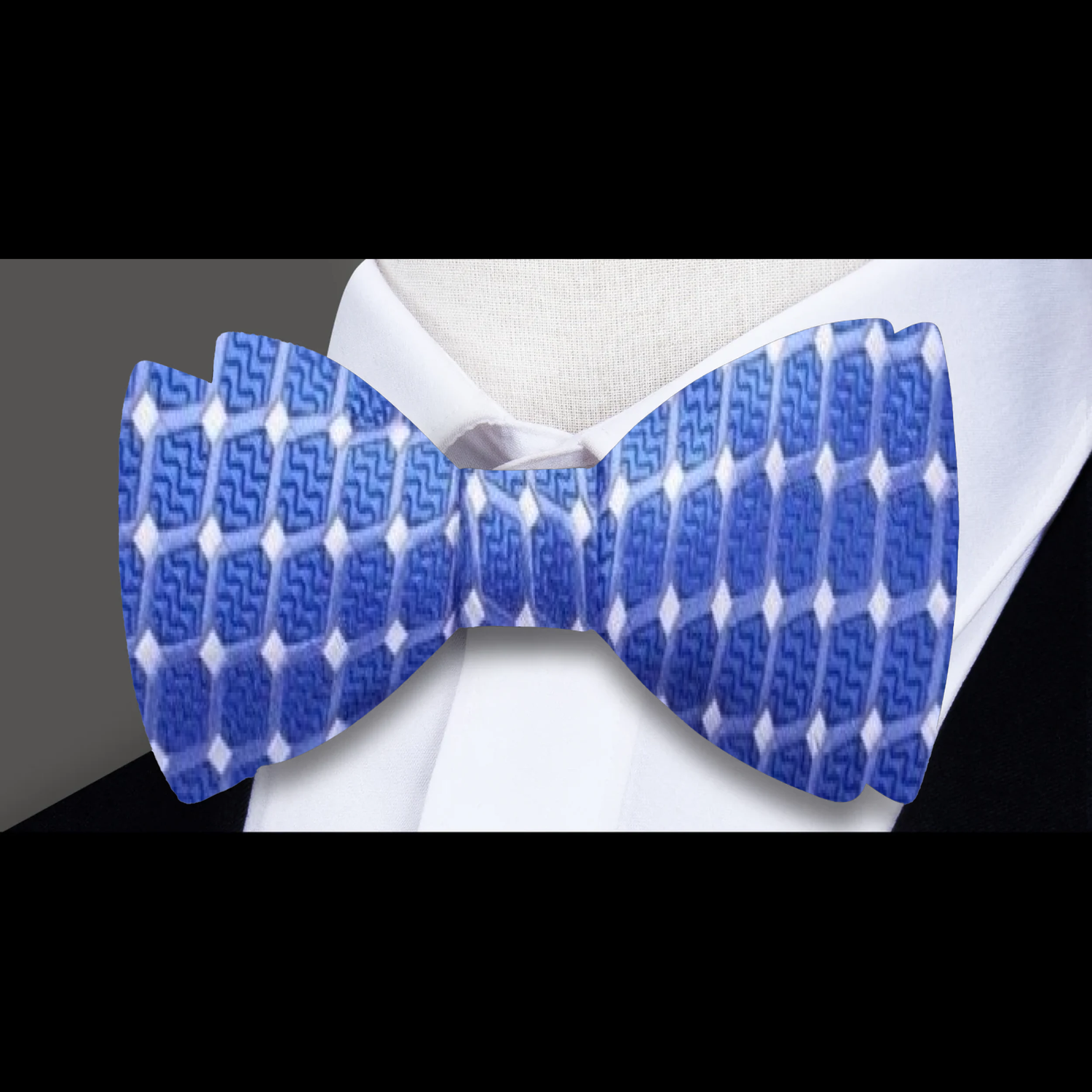 Royal Blue Geometric Bow Tie