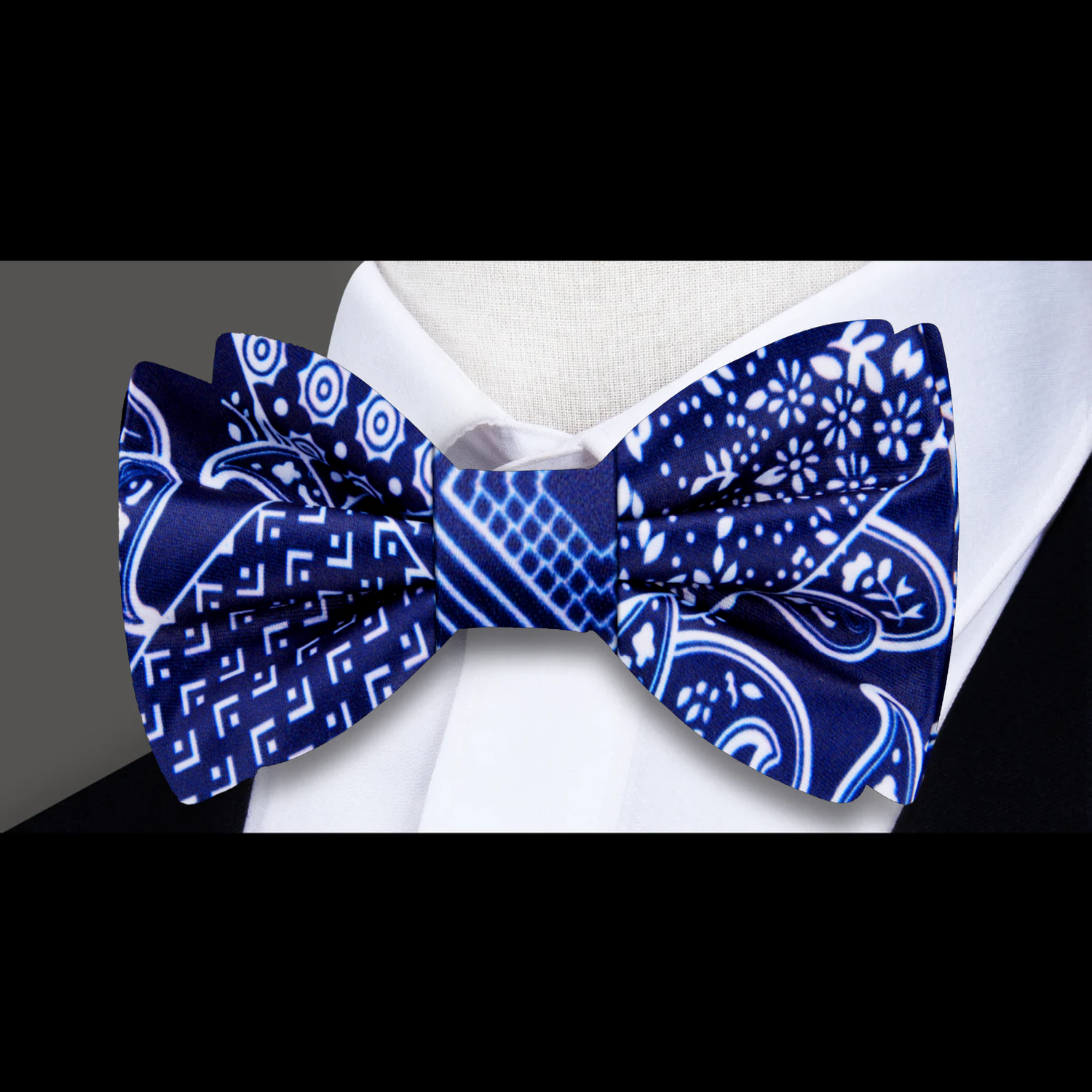 Royal Blue Patchwork Paisley Bow Tie 