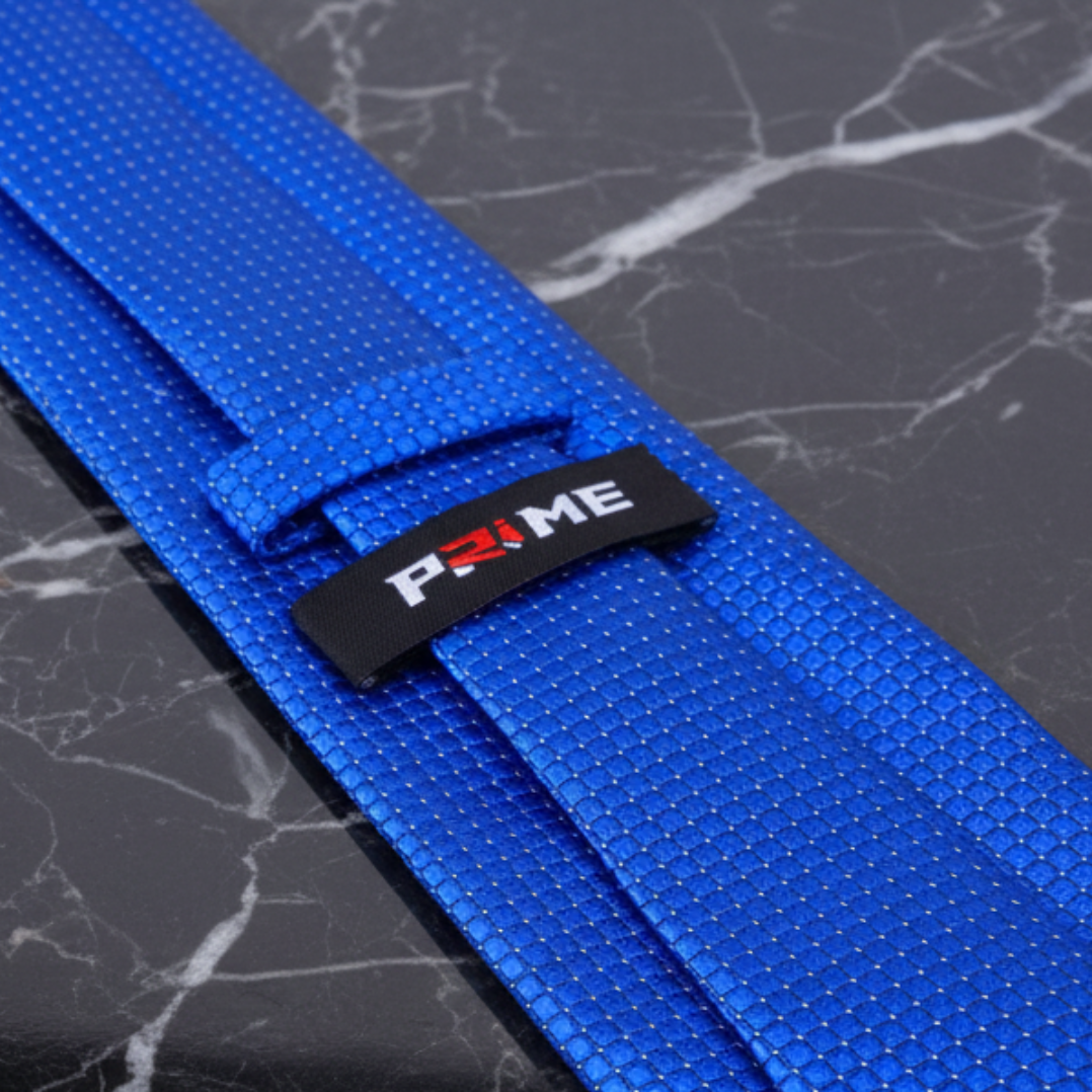 Blue tie with a PRIME label 