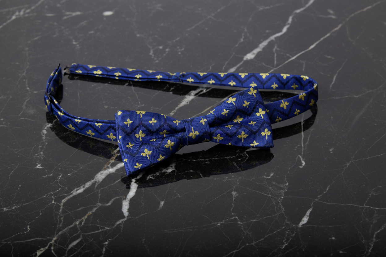 Blue, Yellow, Black Floral Bow Tie 