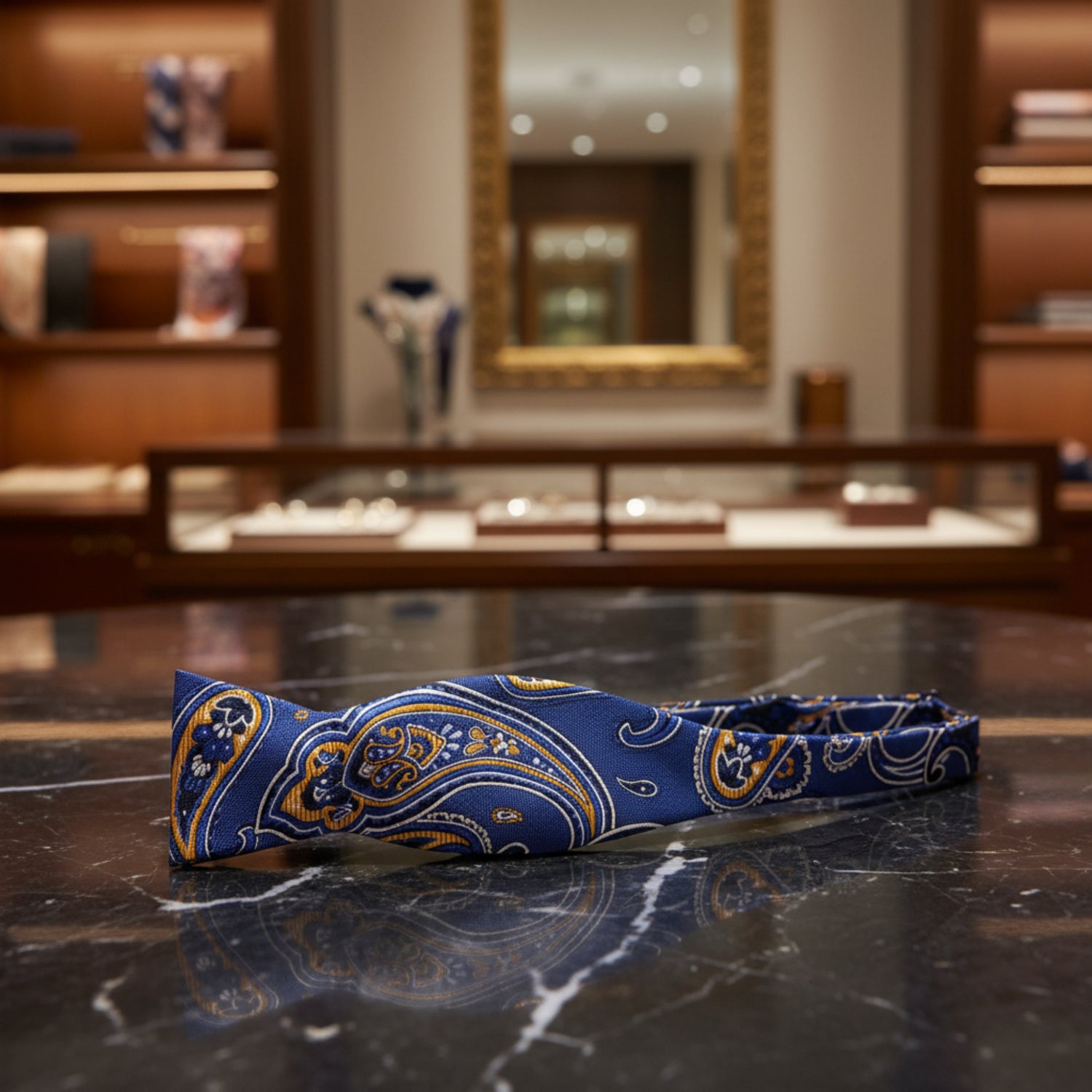 Self Tie: Blue Paisley Bow Tie  