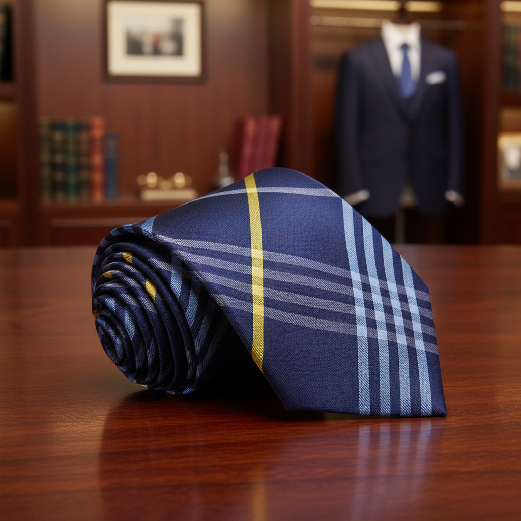 Blue and Yellow Plaid Necktie 