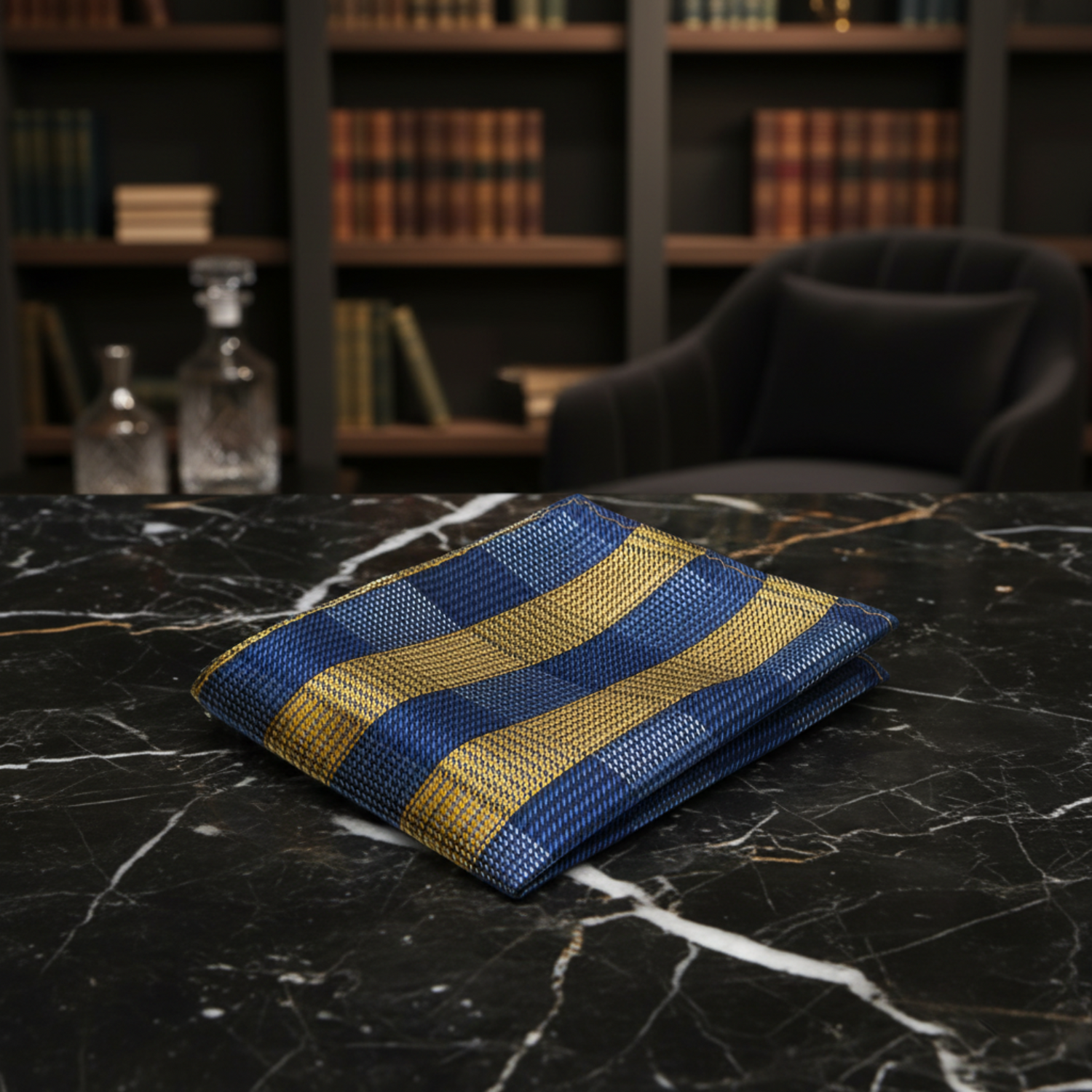 Blue, Yellow Orange Plaid Square