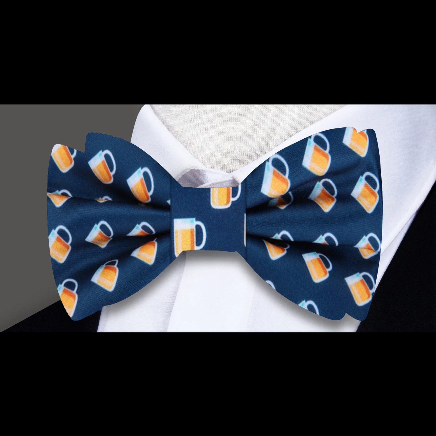 Dark Blue & Golden Beer Stein Bow Tie | Refined Oktoberfest Novelty Style