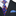 Black suit with a Blue and Gold Swirl Necktie and blue pocket square