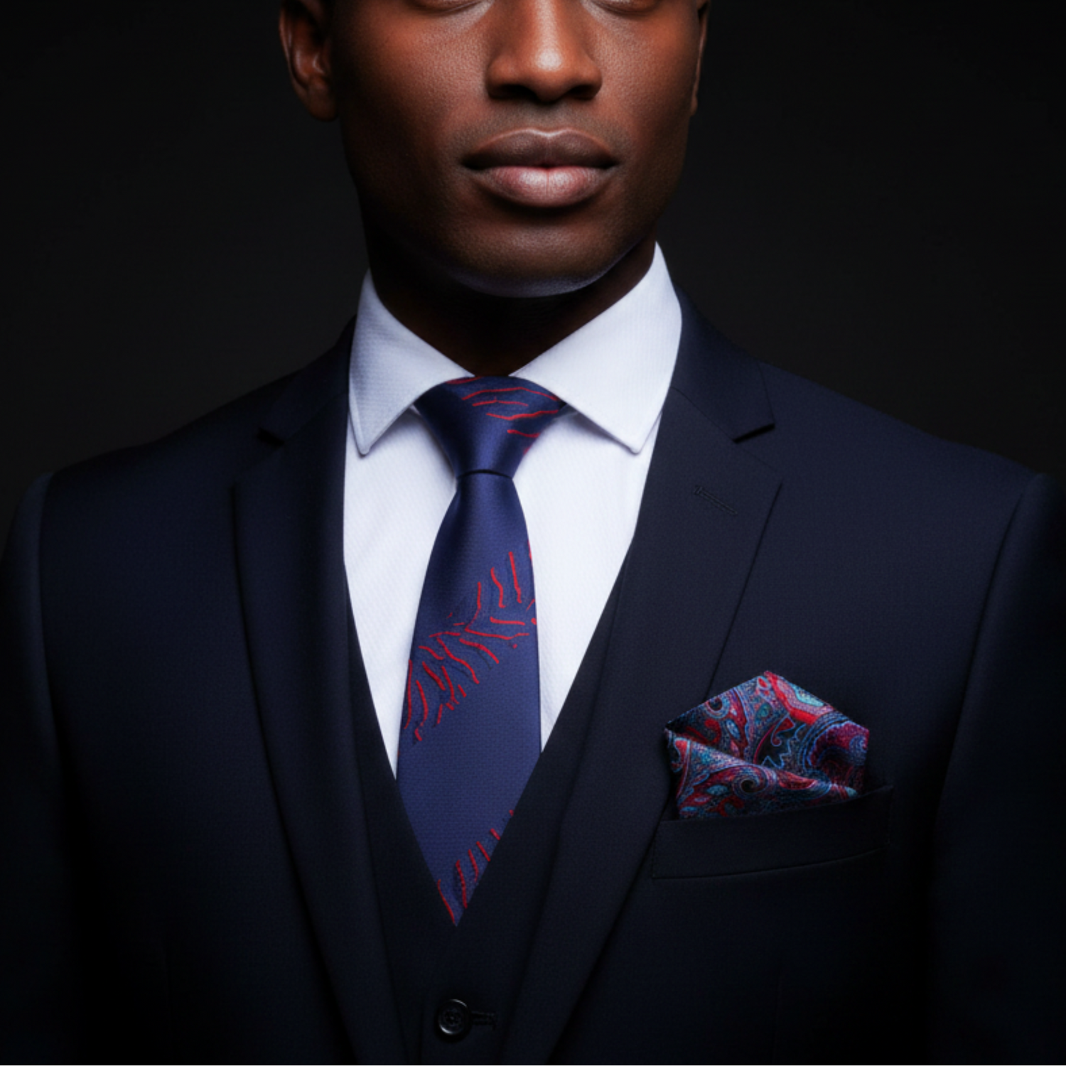 Deep Blue & Red Tiger Print Necktie