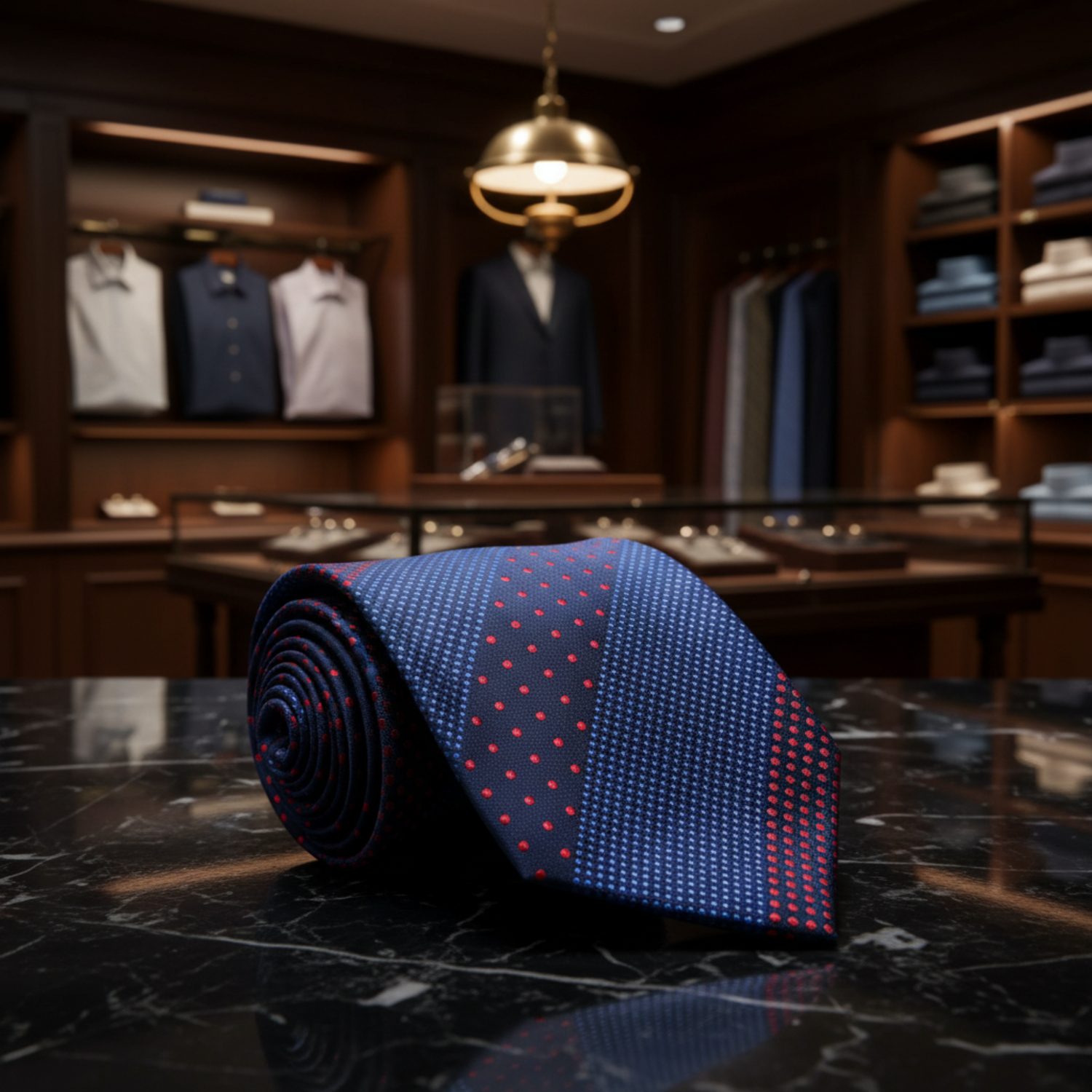Blue, Red Polka Tie 