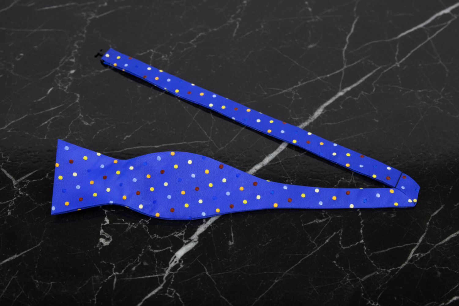 Royal Blue with Multi Color Dots Bow Tie Self Tie