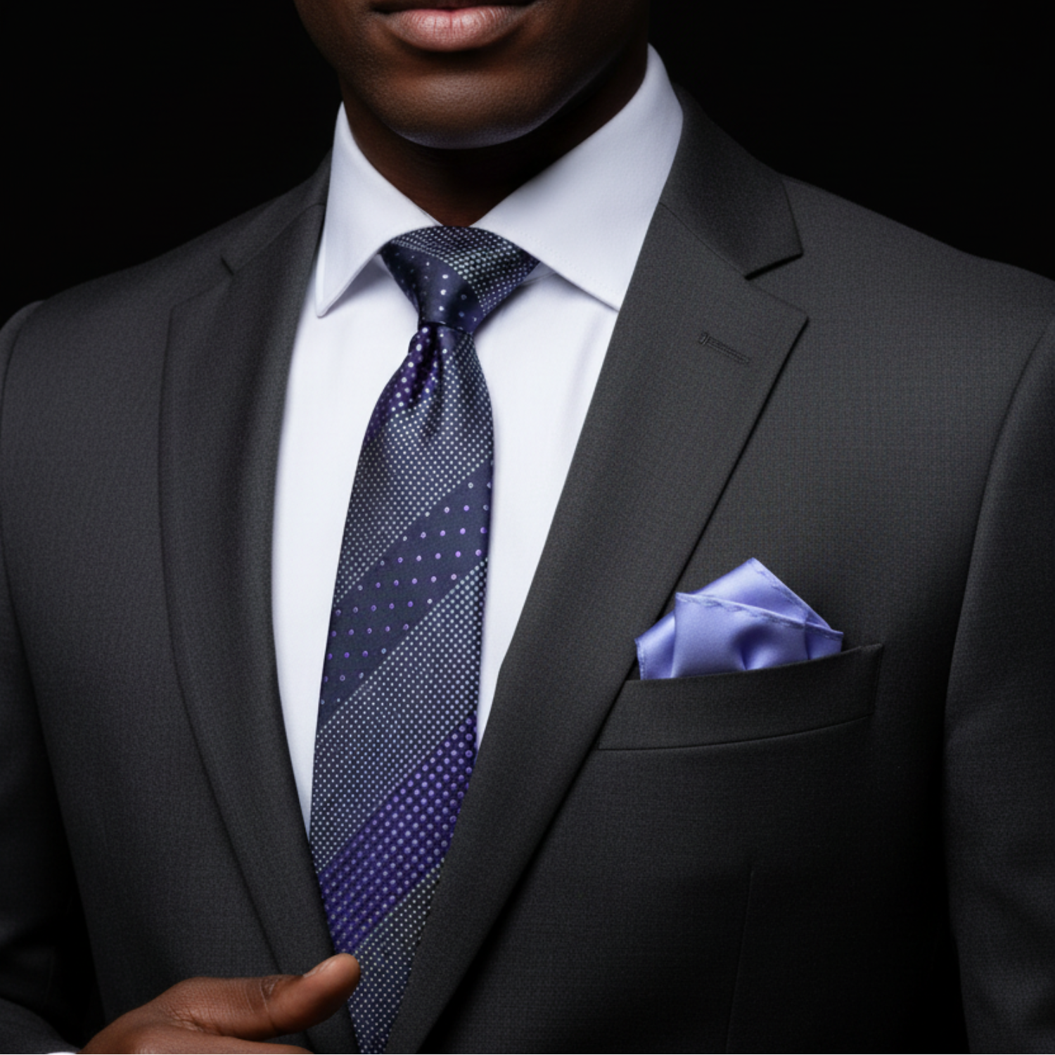 Dark Blue & Purple Polka Dot Stripe Necktie