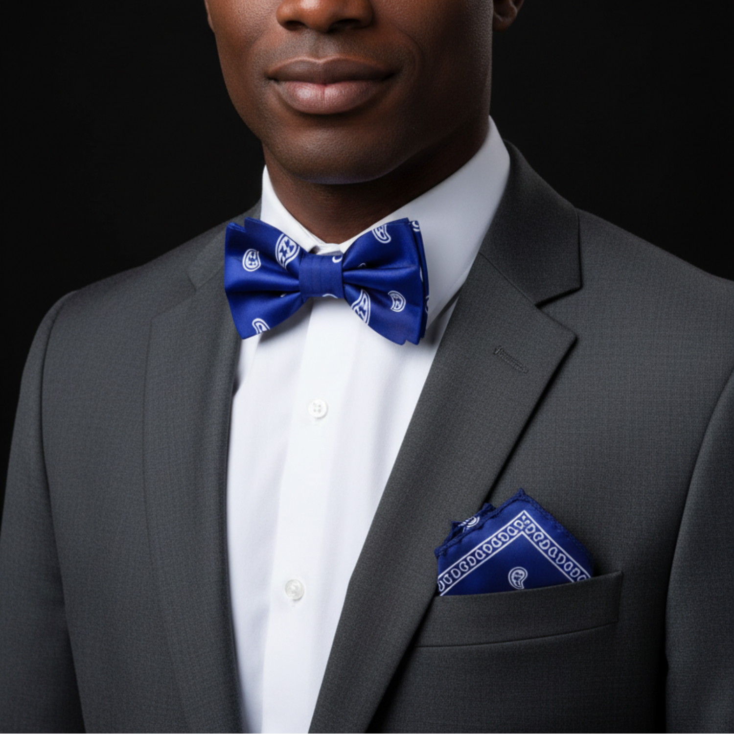 Dark Blue & White Paisley Bow Tie | Timeless Pattern, Refined Contrast