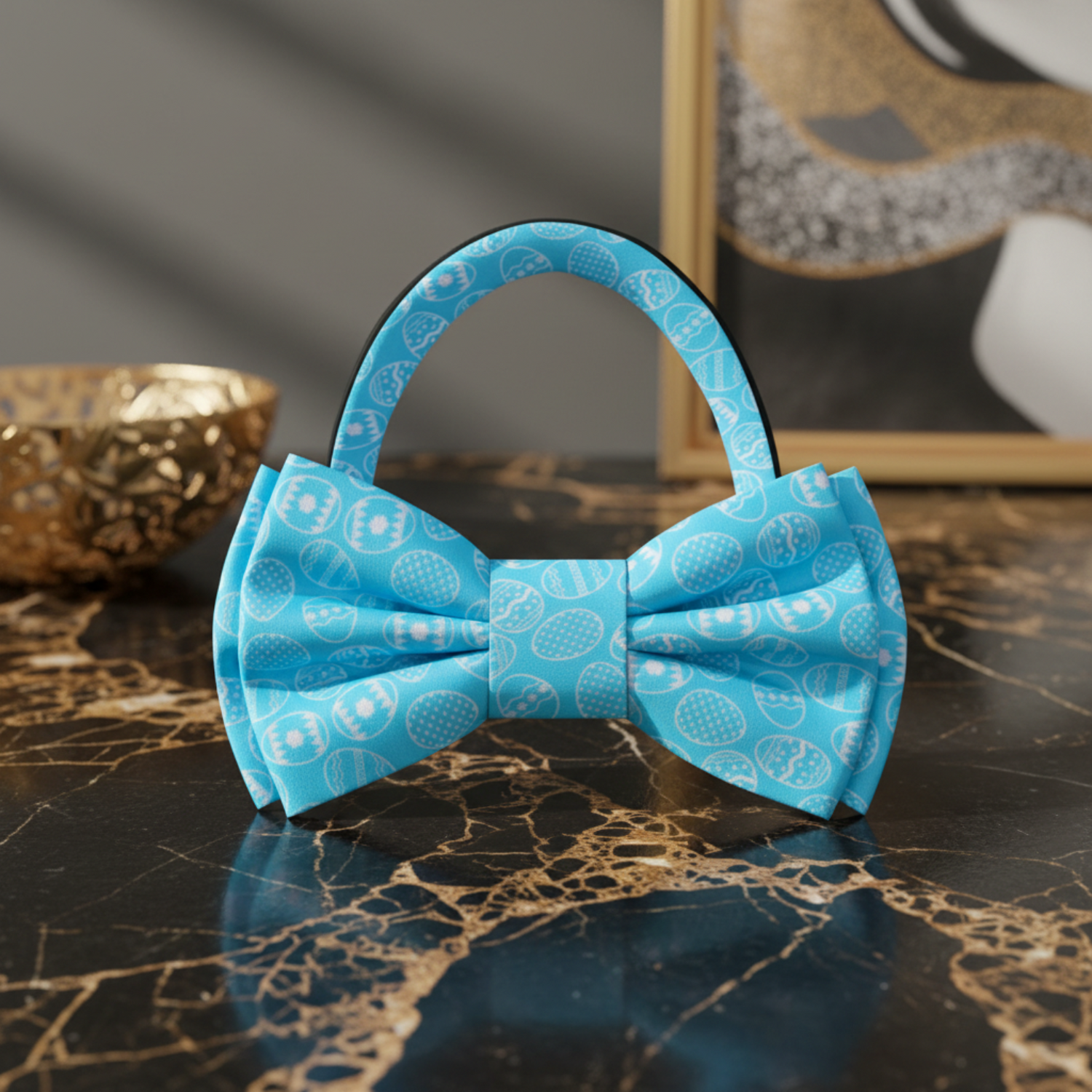 Bright Blue Easter Eggs Bow Tie Pre Tied