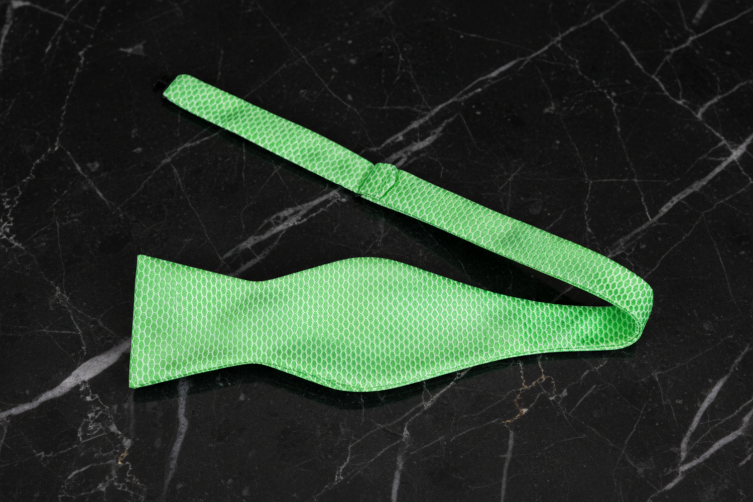 Lucky Green, White Geometric Bow Tie Self Tie