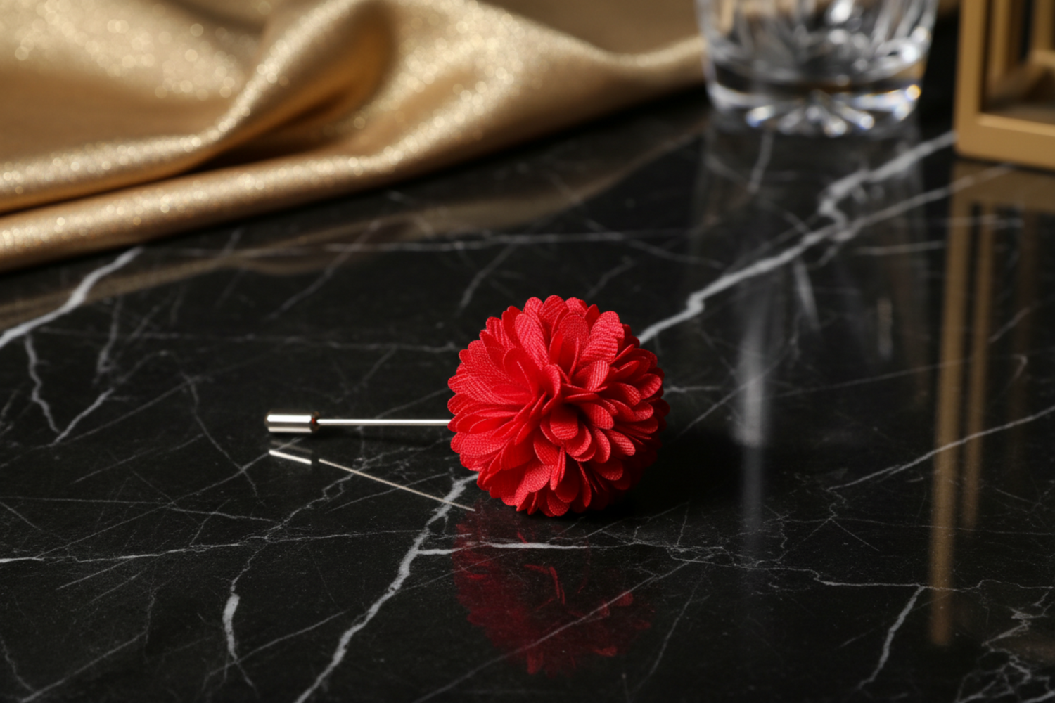 Bright Red Blossom Lapel Pin