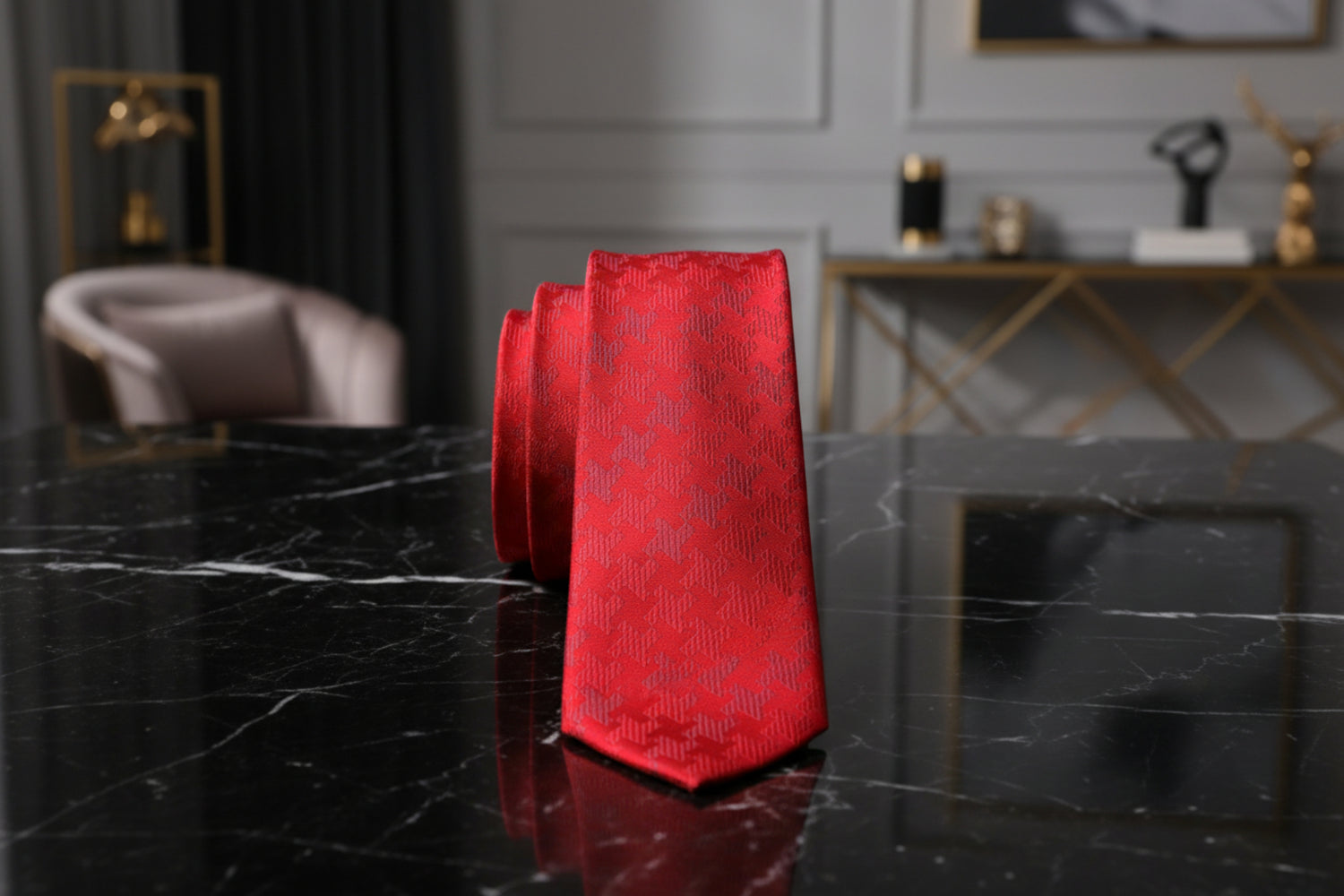 Alt View: Red Hounds Tooth Necktie