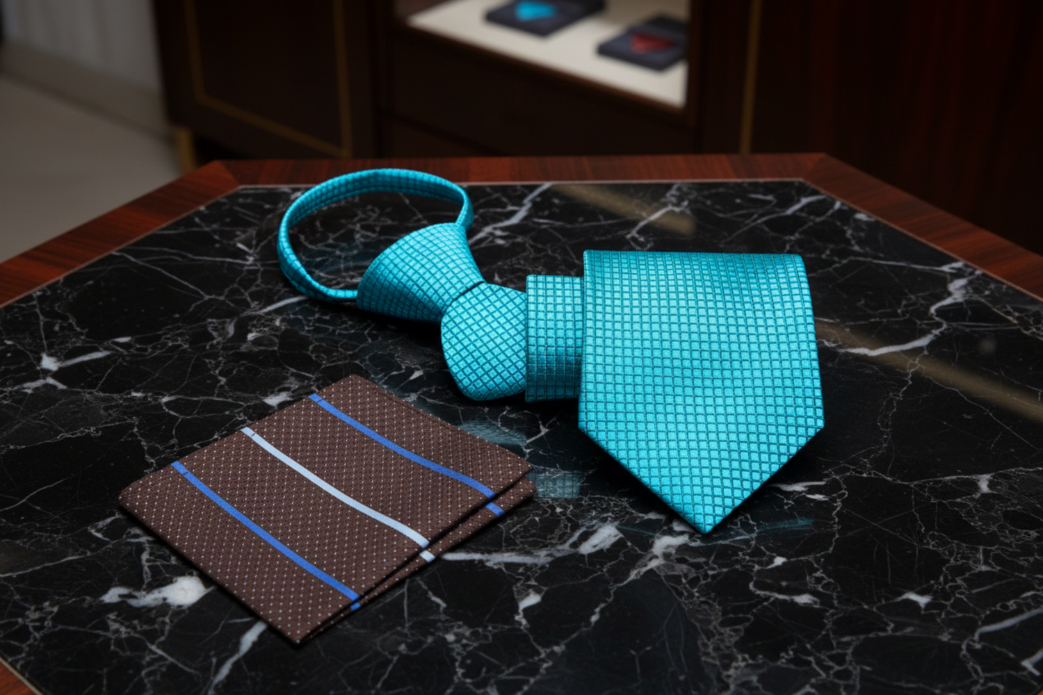 Teal Academic Tie and Accenting Brown Stripe Square 2