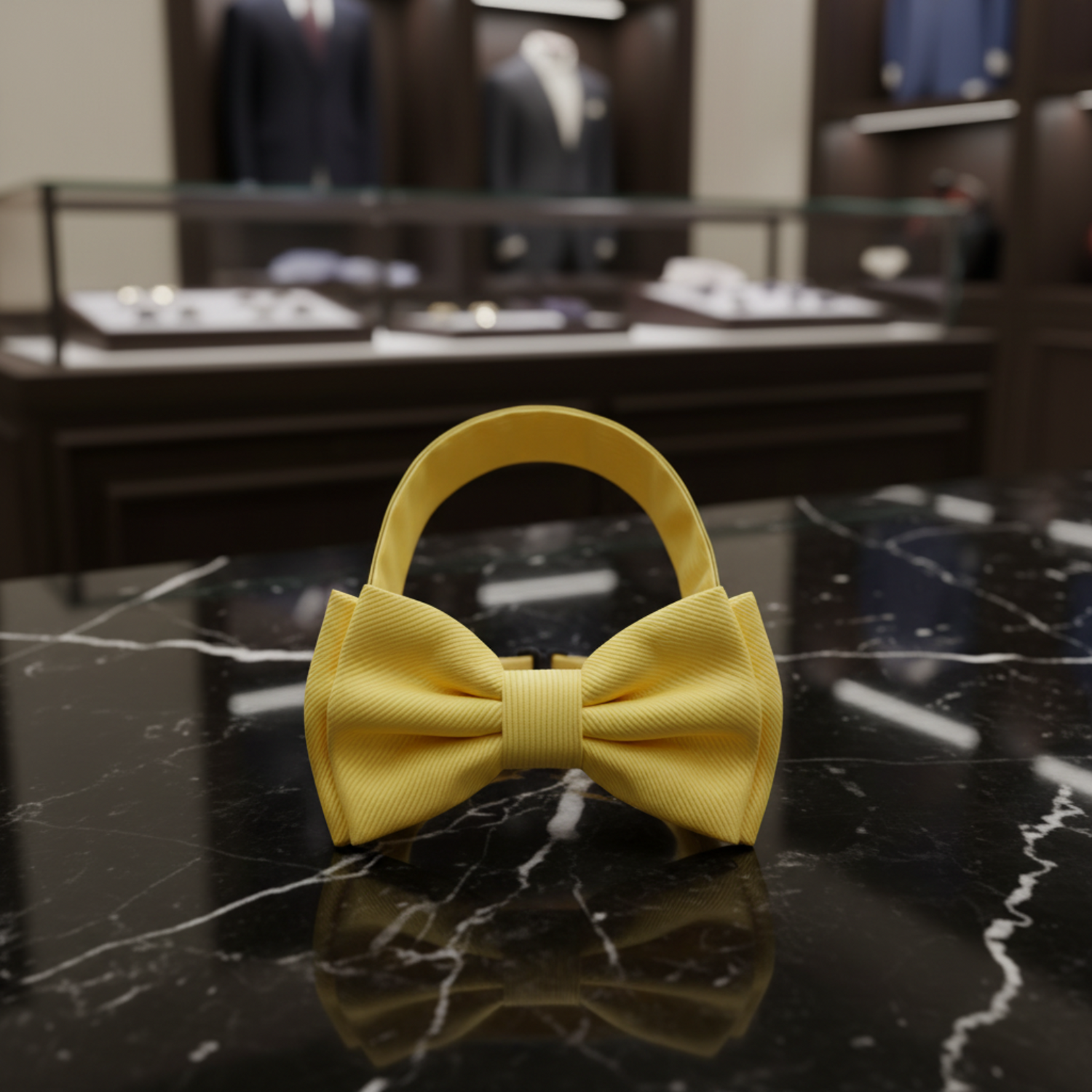 Solid Yellow pre Tied Bow Tie