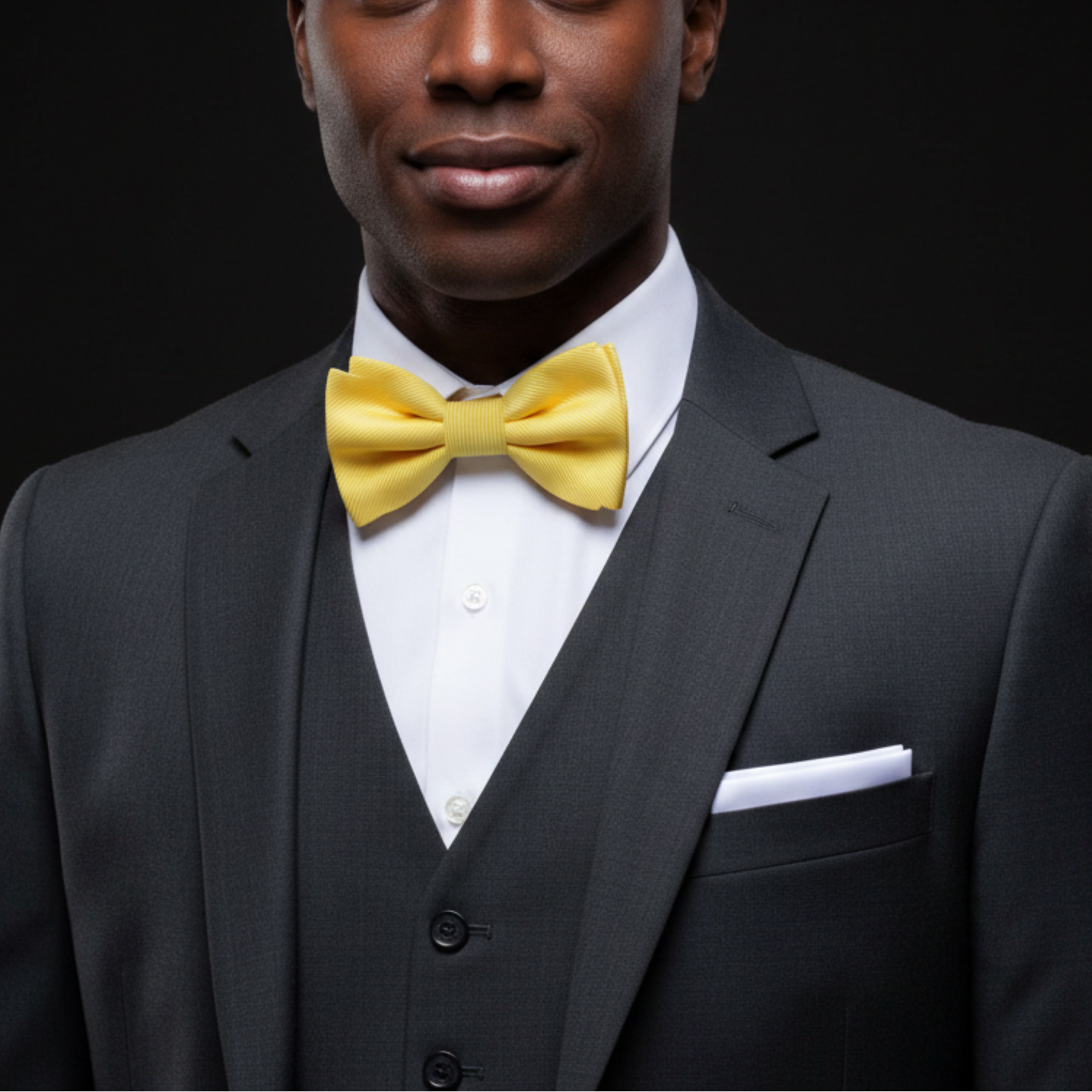 yellow bow tie and white square