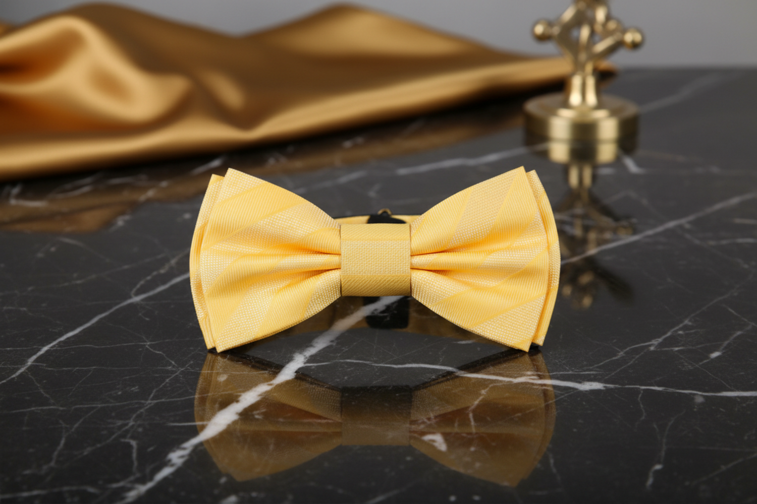 Main View: Yellow Stripe Bow Tie Pre Tied