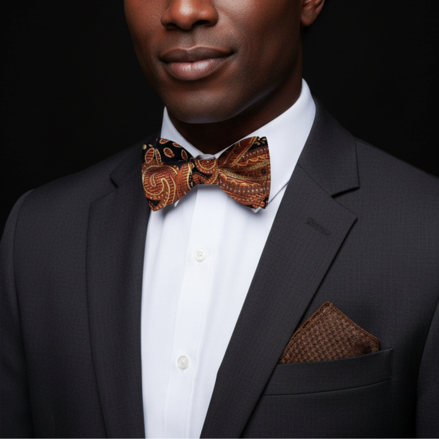 Brown & Black Paisley Self-Tie Bow Tie
