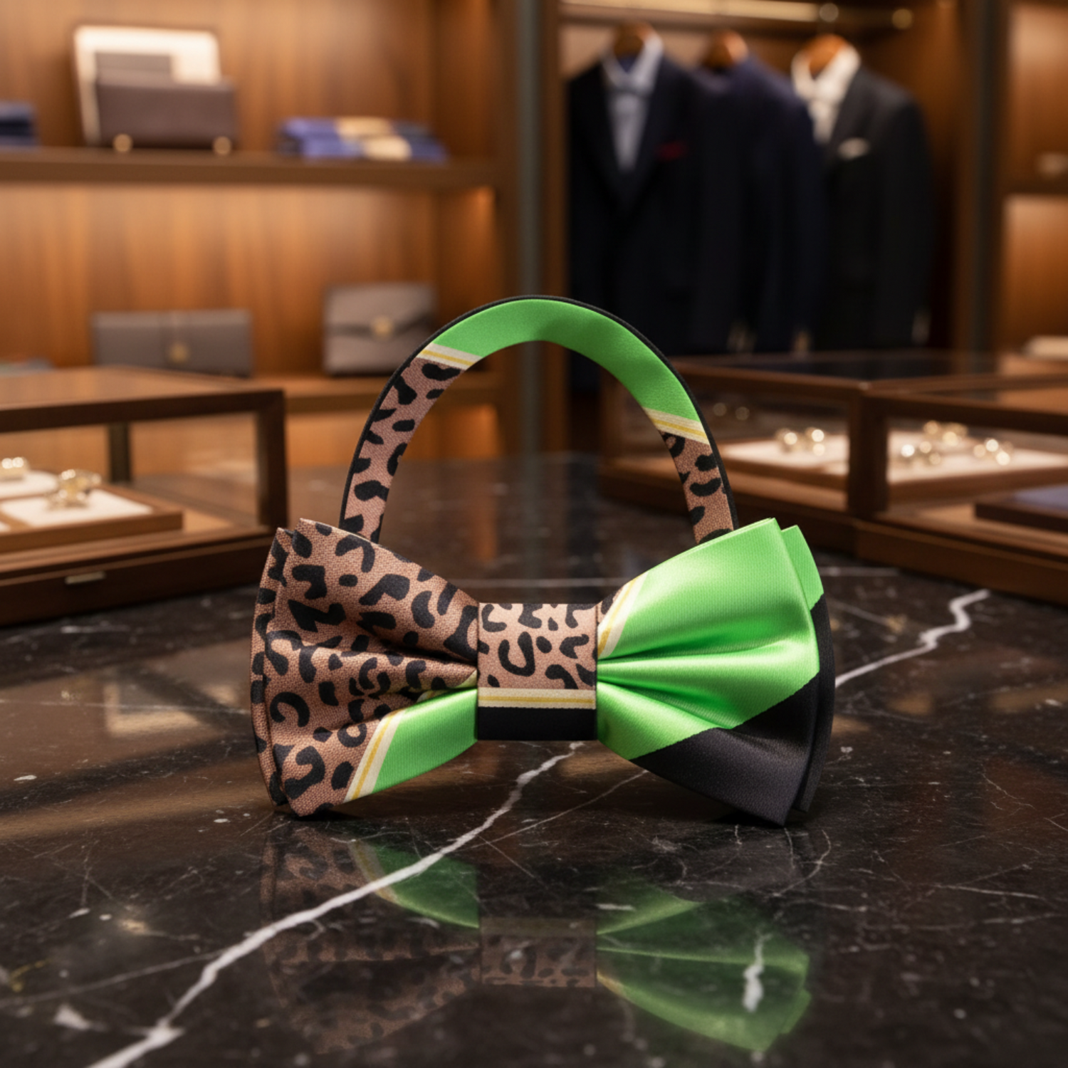 Green, Brown, Black Abstract Bow Tie
