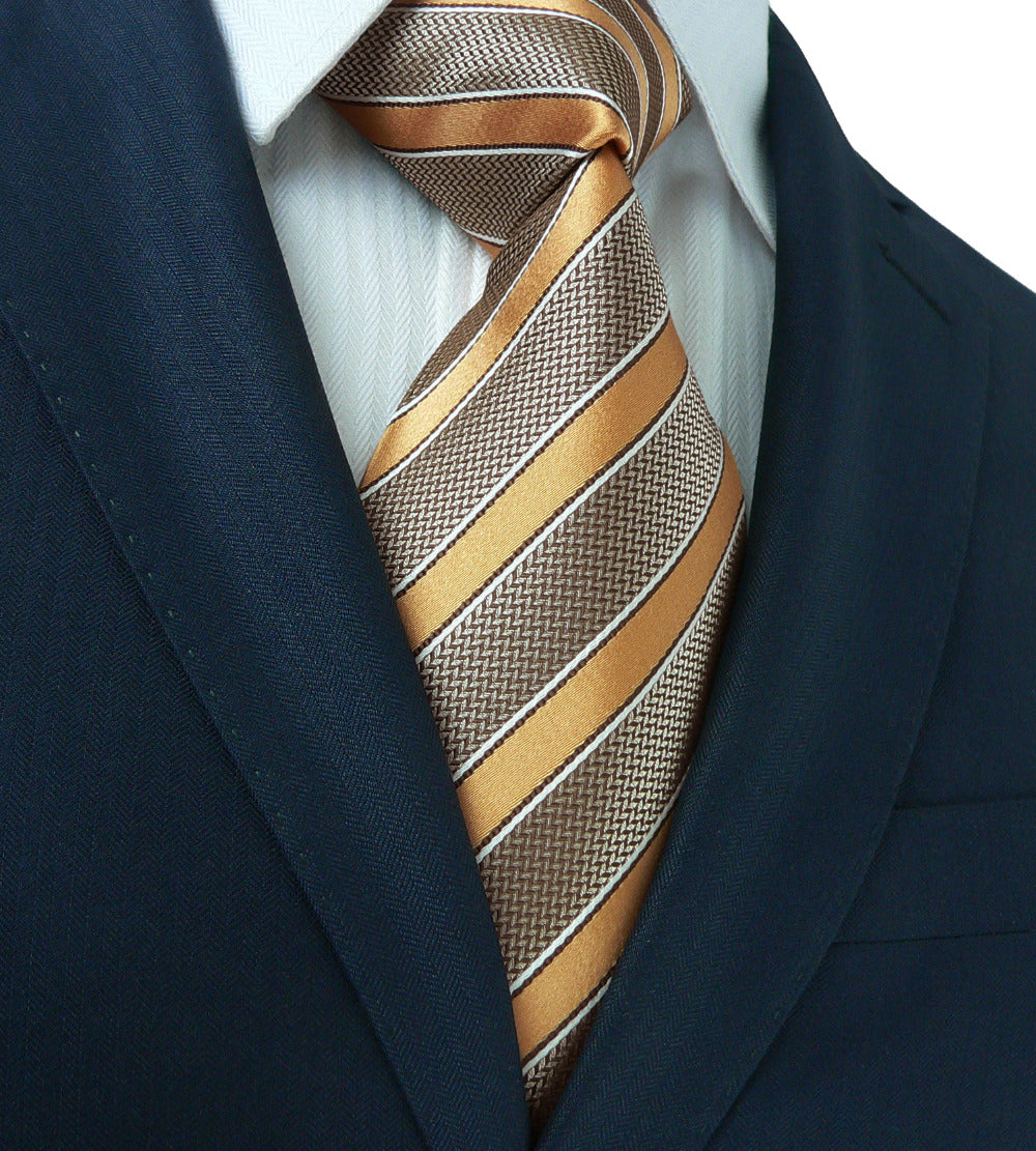 Brown, Caramel Stripe Necktie