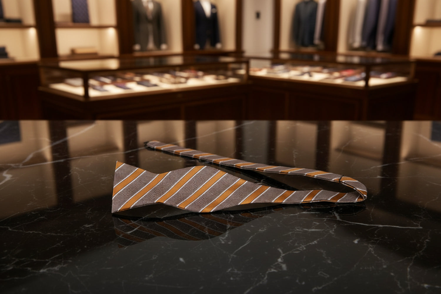 Brown Caramel Stripe Self Tie Bow Tie