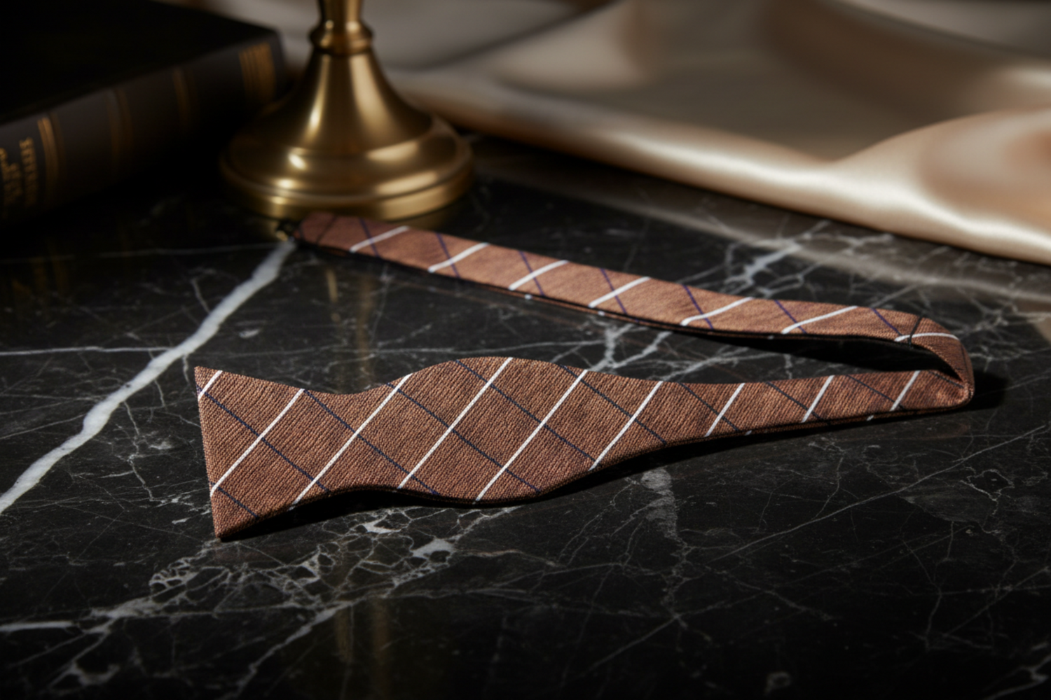 Brown Plaid Bow Tie  Self Tie