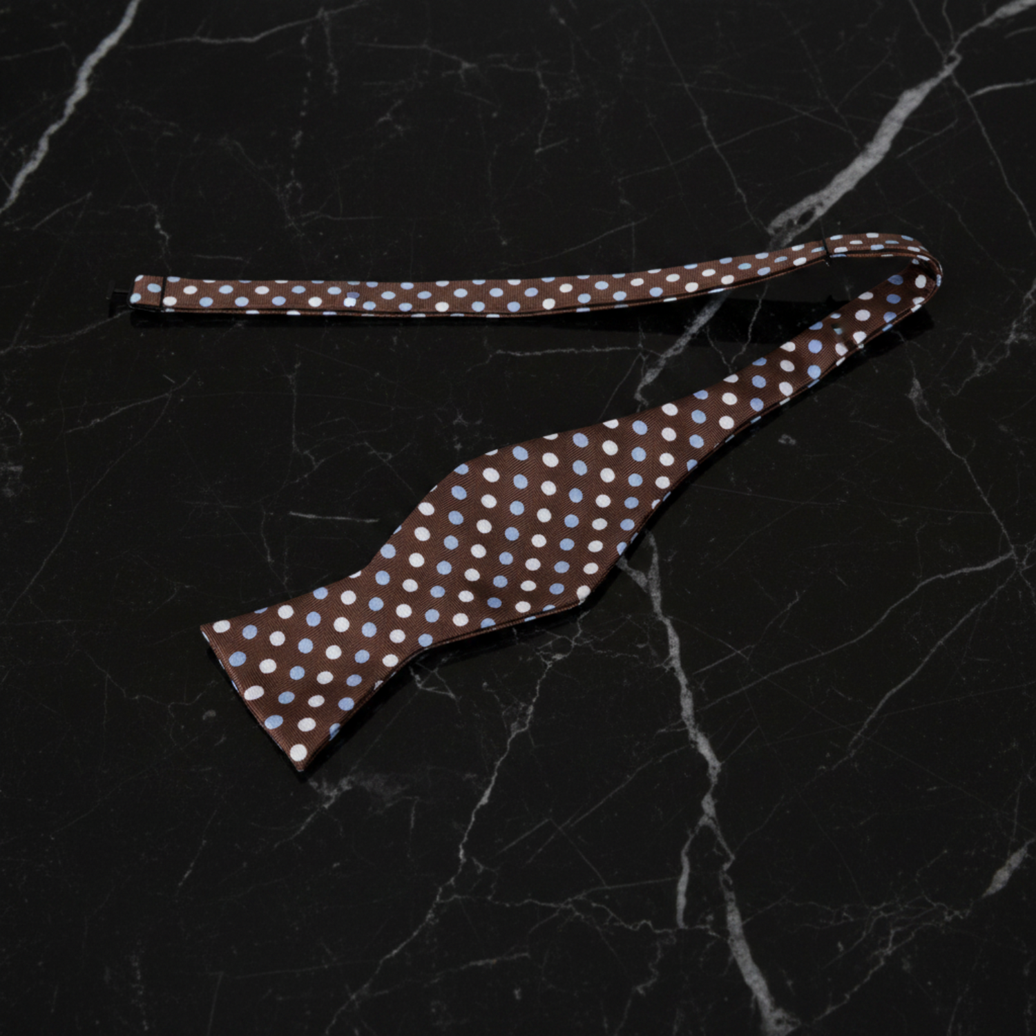 Brown, Cream Polka Self Tie Bow Tie