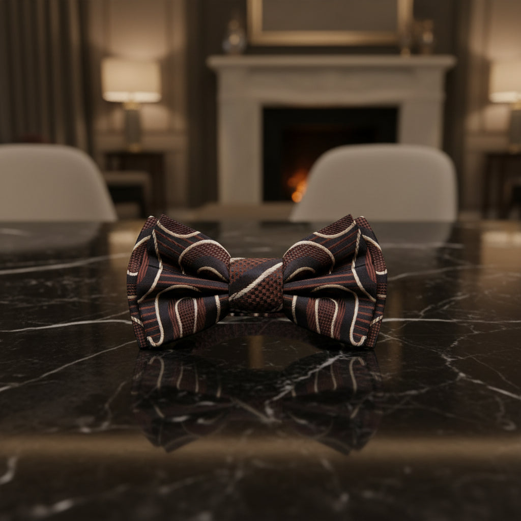 Brown Paisley Bow Tie Pre Tied
