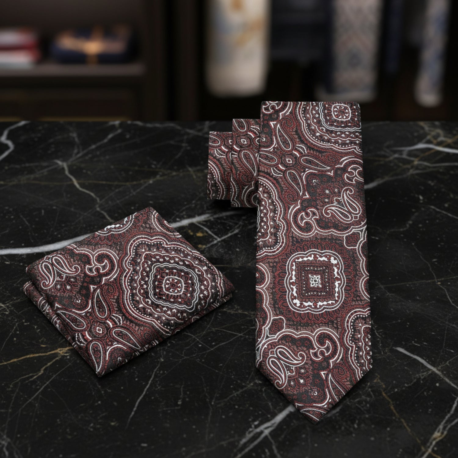 Alt Shades of Brown paisley Tie and Square