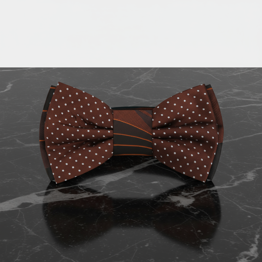 Brown Abstract/Polka Bow Tie Pre Tied