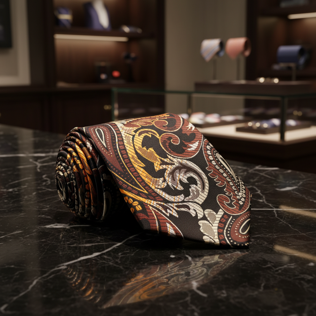 Brown & Gold Paisley Necktie