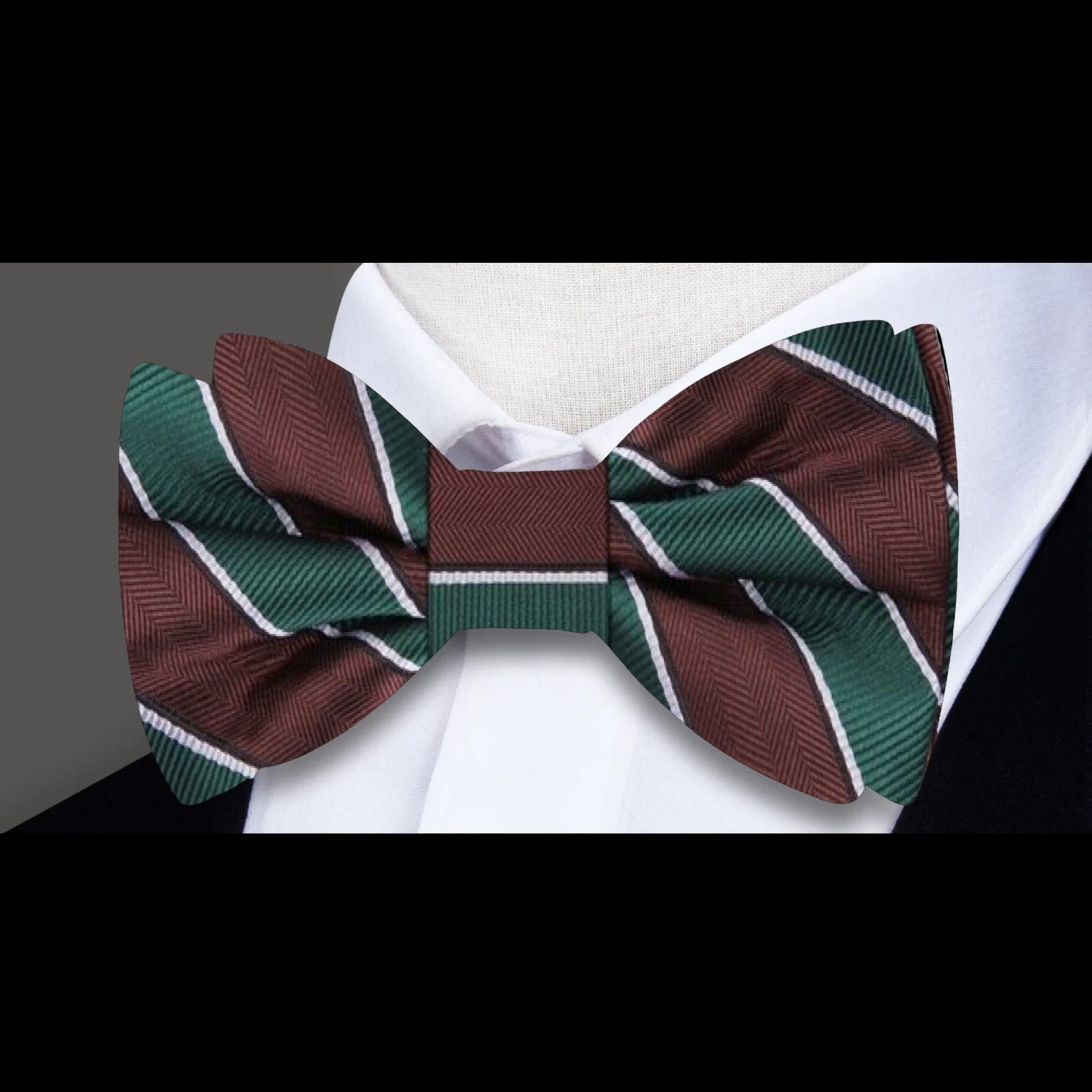 Brown/Green Stripe Bow Tie