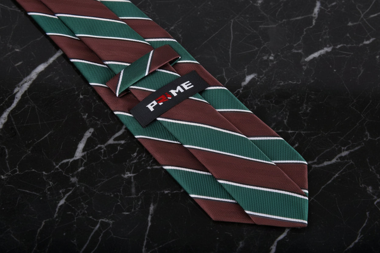 Brown, Green Block Stripe Tie Keep