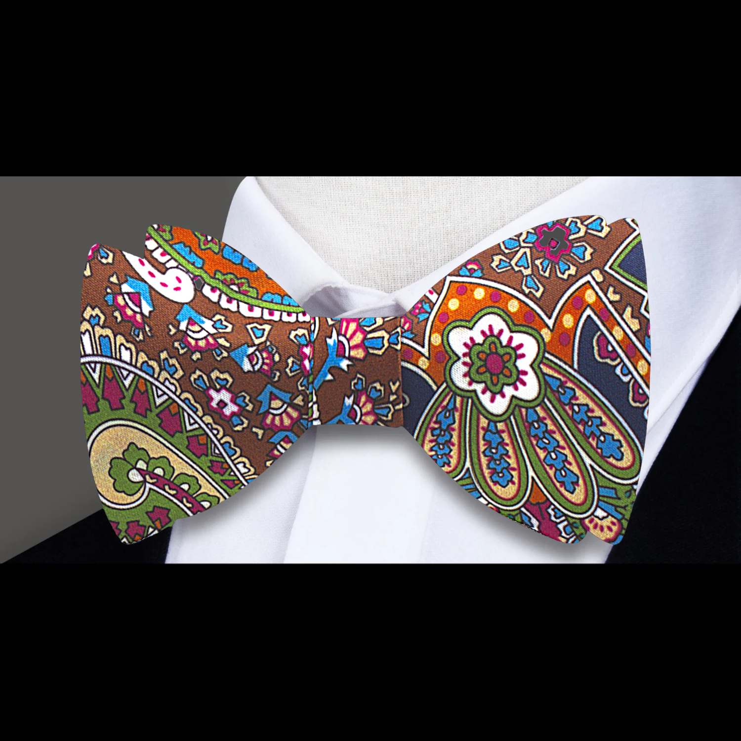 Brown, Green Blue, White Red, Encinitas Bow Tie Pre Tied