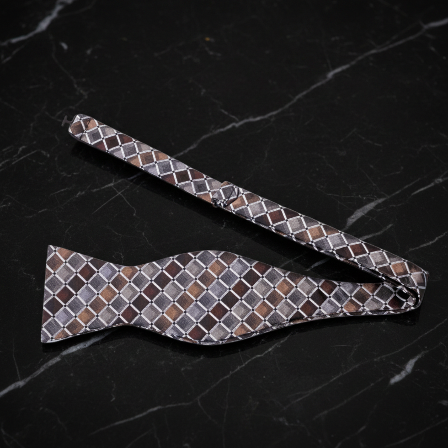 Shades of Brown and Grey Geometric Self Tie Bow Tie