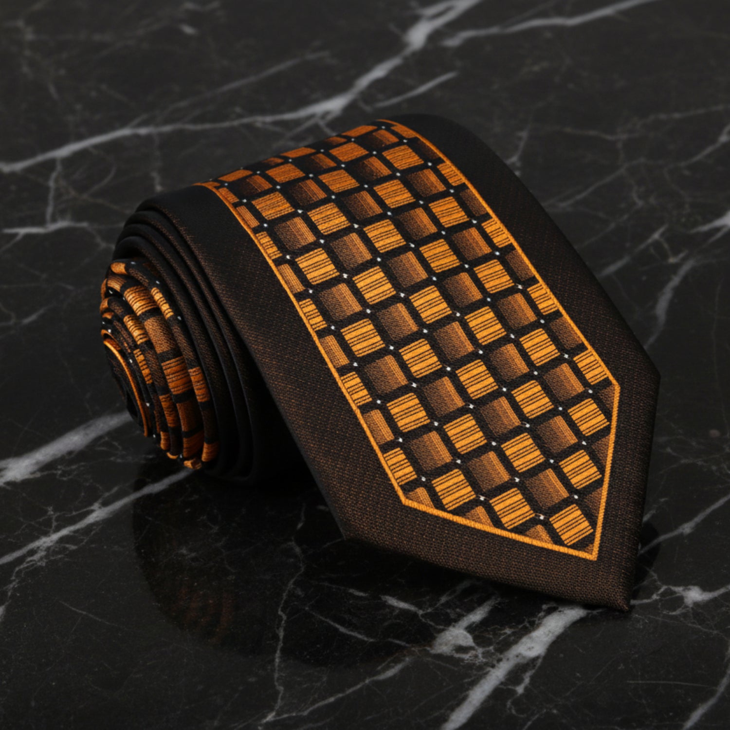 Golden Brown Geometric Tie  