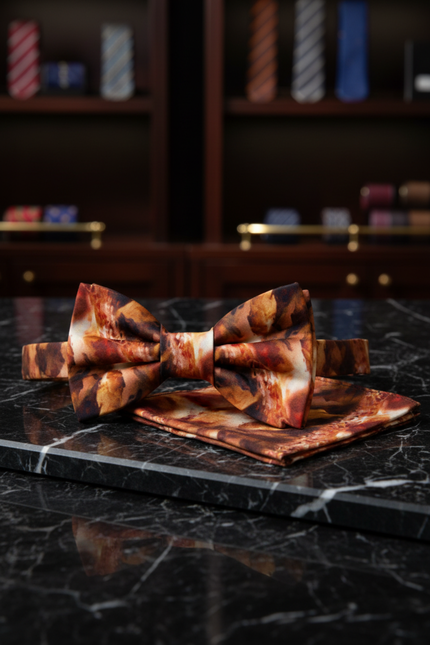 Brown Iced Coffee Bow Tie and Square